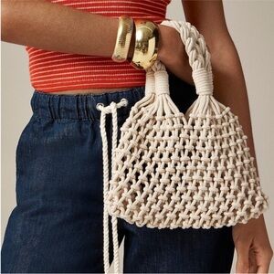 NWT J. Crew Cadiz small hand knotted rope beach bag clutch purse macrame